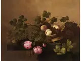 Früchtestillleben mit Rosen und Korb by Abraham Susenier, oil on canvas, offered Dec 2023