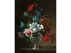 Prachtvoller Blumenstrauss in Glasvase by Nicolas Baudesson, oil on canvas, offered Mar 2022