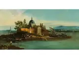 Lagunen-capriccio mit Kuppelbau auf Einer Insel by Giuseppe Bernardino Bison, oil on canvas, offered Sep 2024
