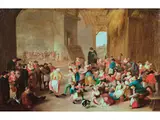 Feiernde Bauerngesellschaft by Matheus van Helmont, oil on canvas, sold Dec 2021