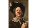 Singender Mann mit Federhut by Frans Hals d. Ä., oil on canvas, offered Dec 2024