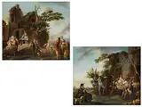 Landschaften mit Feiernder Gesellschaft vor Gebäuden by Louis Joseph Watteau, oil on canvas, sold Jun 2026