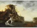 Wasserfall an Hohem Felsen by Jean-Baptiste Pillement, oil on canvas, sold Mar 2024