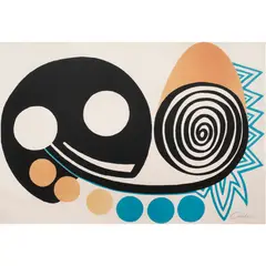 Mask by Alexander Calder, lithograph in colors, sold May 2024