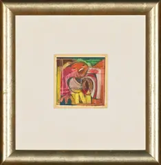 Abstracted Portrait by Muzi Donga, pastel over pencil on paper, sold Sep 2026