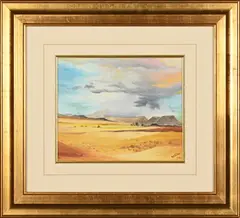 Arid Landscape by Sammy Müller, watercolour on canvas mounted on board, sold Sep 2026