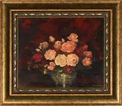 Still Life with Roses by Henry John Dykman, oil on board, sold Sep 2026