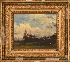 Landscape with Figure and Horses by John Buxton Knight, oil on canvas, sold Sep 2026
