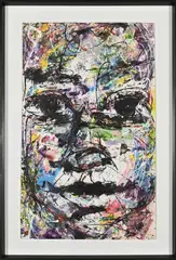 Portrait III by Simphiwe Mlangeni, acrylic on paper, sold Sep 2026