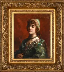 Portrait of a Woman with Jewels by Paul Antoine de La Boulaye, oil on canvas, sold Sep 2026