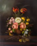 Still Life Scene by R. Rosini, Oil on Canvas, sold Aug 2025