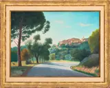 Landscape Scene by André Quellier, Oil on Masonite, sold Aug 2025