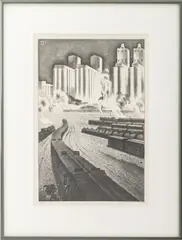Granaries of Democracy by Louis Lozowick, 1943, Lithograph on Rives Paper, sold Sep 2025