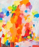 Colorful Abstract Composition by Domenick Capobianco, Oil on Canvas Panel, sold Sep 2025