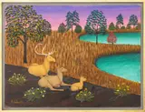 Stag by Lawrence Lebduska, Oil on Canvas Board, sold Sep 2025