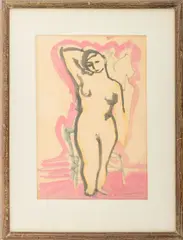 Nude Figure by Earl Kerkam, Watercolor on Paper, sold Sep 2025