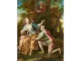 Galante Szene mit Jungem Paar by Samuel Massé, oil on canvas, offered Jul 2020
