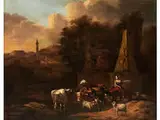Arkadische Landschaft mit Hirtenidylle Unter Antiken Monumenten by Michiel Carree, oil on canvas, offered Jul 2015