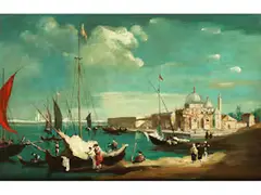 Venedigansicht by Francesco Guardi, oil on canvas, sold Dec 2019