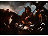 Ruhender Junger Jäger mit Hunden by Felice Boselli, oil on canvas, offered Sep 2015