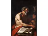 Der Heilige Hieronymus in Andacht vor Corpus Christi und Einem Schädel by Johann Carl Loth, 1632 München – 1698 Venedig, oil on canvas, sold Jun 2019