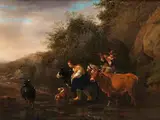 Hirtenpaar mit Tieren an Einer Furt by Nicolaes Pieterszoon Berchem, oil on canvas, offered Mar 2019