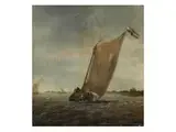 Marinebild - Einmastiges Segelschiff mit Holländischen Wimpeln by Jan Jozefsz. van Goyen, oil, sold Mar 2019
