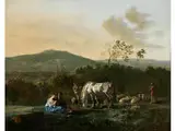 Hirten mit Herde in Einer Italienischen Landschaft by Karel Dujardin, oil on canvas, offered Apr 2016
