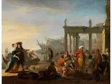 Südländischer Hafen mit Händlern by Johannes Lingelbach, oil on canvas, sold Mar 2026