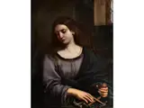 Die Heilige Maria Magdalena mit dem Heiligsten Herzen Jesu Betrachtet die Marterwerkzeuge by Bartolomeo Gennari, oil on canvas, offered Jun 2025