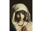 Bildnis der Betenden Jungfrau Maria by Giovanni Battista Salvi da Sassoferrato, oil on canvas, sold Jun 2025