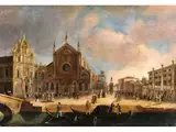 Venedig-vedute – Campo Santi Giovanni e Paolo und der Scuola di san Marco by Carlo Grubacs, oil on canvas, sold Mar 2026