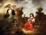 Der Engel Erscheint Hagar in der Wüste by Jan van Noordt, oil on panel, offered Mar 2024