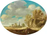 Landschaft mit Bauern und Alten Häusern by Jan Jozefsz. van Goyen, oil, sold Mar 2025