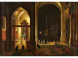 Kircheninterieur mit Abendmesse by Peeter Neefs d. Ä., oil on panel, sold Jun 2024