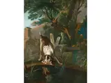 Landschaft mit Jagdhund an Einem Wasserbecken by Philipp Ferdinand de Hamilton, oil, sold Jun 2023
