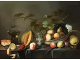 Früchtestillleben mit Wanli-schale by Michiel (II) Simons, oil on canvas, sold Dec 2024