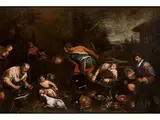 Die Schmiede des Vulkan by Francesco Bassano d. J., oil on canvas, sold Jun 2026