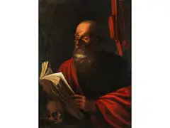 Der Heilige Hieronymus bei Seinen Studien by Pietro Paolini, oil on canvas, offered Mar 2022