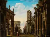 Architekturcapriccio by Giovanni Paolo Panini, oil on canvas, sold Jun 2025