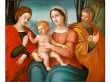 Mystische Vermählung der Heiligen Katharina by Francesco di Simone da Santacroce, oil on panel, offered Sep 2015