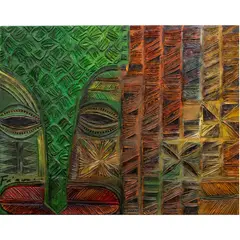 Untitled by Mark Fa'avre, 2006, mixed media on board, sold May 2024