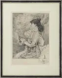 Portrait of Sarah Bernhardt by Jules Bastien-Lepage, 1879, Etching, sold Sep 2025