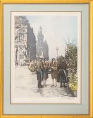 Marche aux Fleurs by Manuel Robbe, Etching and Aquatint in Colors, sold Sep 2025