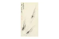 Shrimps by Qi Liangmo, ink on paper, offered May 2022