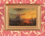 Fishing boats by moonlight by Adolphus Knell, 1881, Oil on canvas Both signed lower right, the latter also dated, sold May 2019
