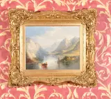 A Swiss Lake scene with figures in a boat by Thomas Creswick, Oil on canvas, offered May 2019