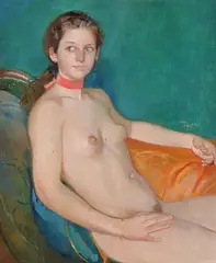 Young nude study by John Ward, Oil on canvas, sold May 2019