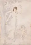 A lady dancing with cupid by George Jones, 1806, Pencil and watercolour The latter signed and dated, offered May 2019