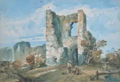 The Gate Tower at Pevensey Castle by John Laporte, Pencil and watercolour, sold May 2019